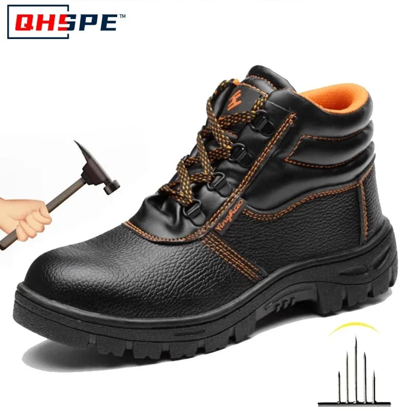 Men's Wear-Resistant Work Safety Boots Anti-Smash Anti-Puncture Waterproof Indestructible Protective Work Sneakers