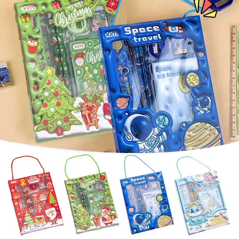 6 Pcs/set Children's Cute Stationery Sets Cartoon Stationery Set Pencil Ruler Eraser Sharpener Student Stationery Supplies