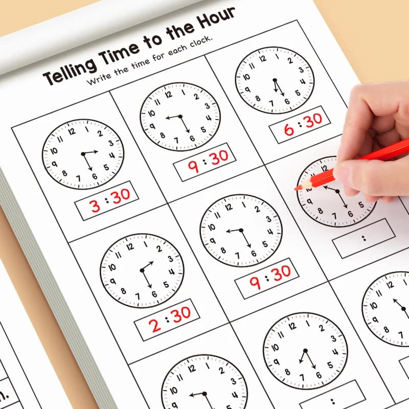 32 Page Telling Time Exercise Time Cognition Book Interactive Game Book about Time Fun Time Game Drawing Learning Book