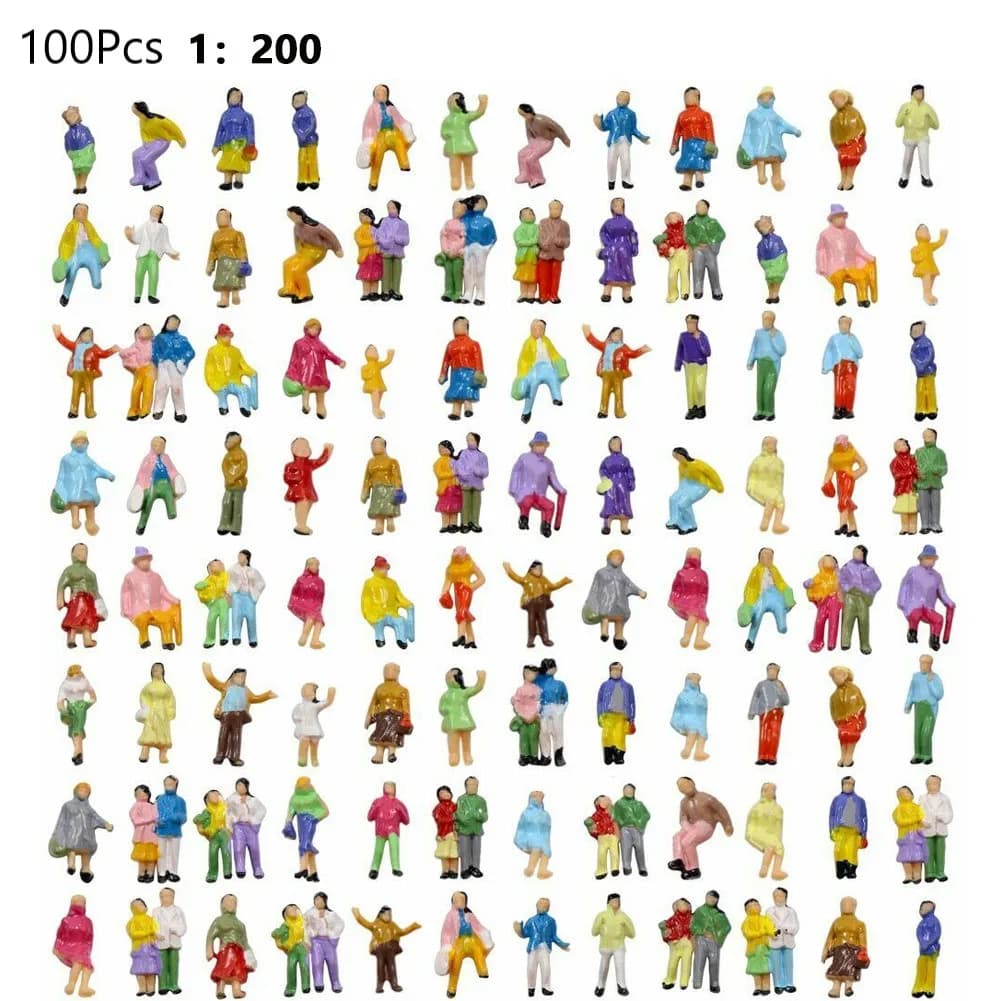 100PC 1:200 Scale Hand-made Toy Figures People Figures DIY Character Model Building Passenger Standing Seated Miniature Passerby