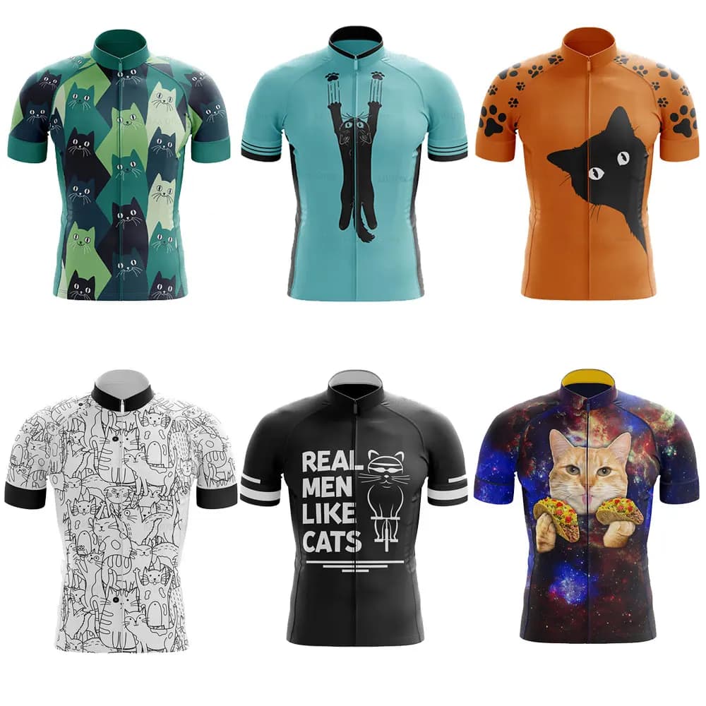 Cycling Jerseys Man 2025 Funny Cat Team Summer Short Sleeves Bike Jersey Maillot Ropa Ciclismo Road Bike Riding Cycling Shirts