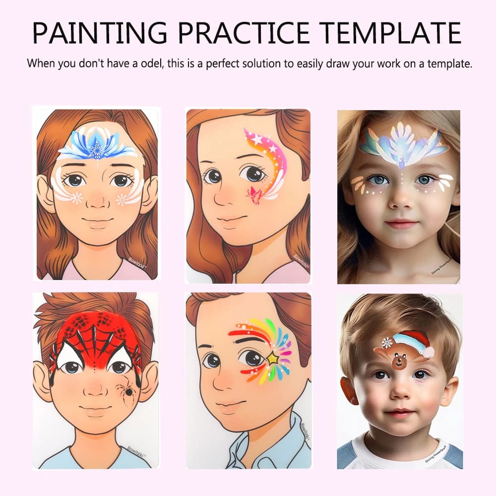 Painting practice Template Non toxic and washable Reusable Face Paint Exercise board for Body Art Painting For Audlts