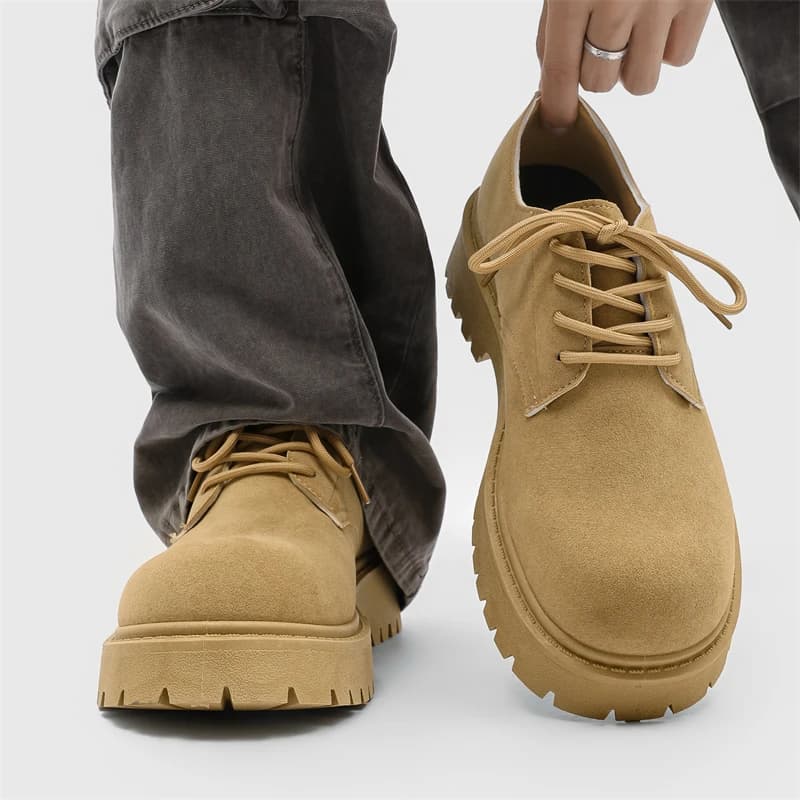 Shoes 2026 New Men's Low-Top Boots Retro Work Shoes Thick Bottom Heightening Versatile Leather Shoes Spring Autumn