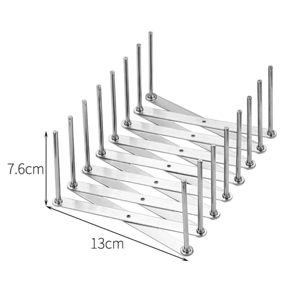Kitchen Tools Stainless Steel Dish Rack Organizer with Drainage Retractable Dish Stand Foldable Reusable Utensil Holder Kitchen