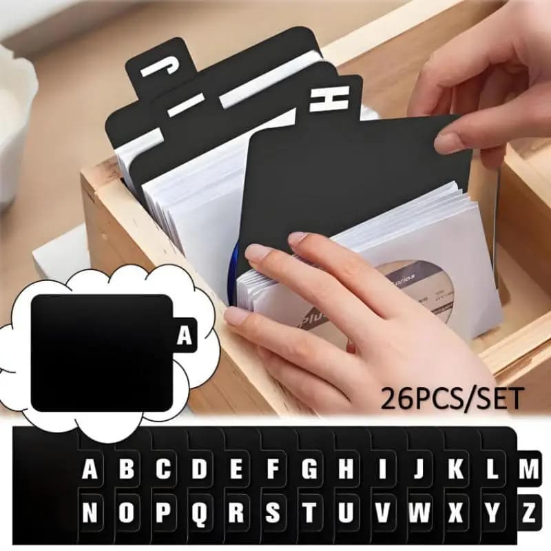 .26Pcs CD/DVD/Vinyl Record Organizer Dividers A-Z Alphabet File Storage Separator For Music Albums, Office, Home, Space-Saving.