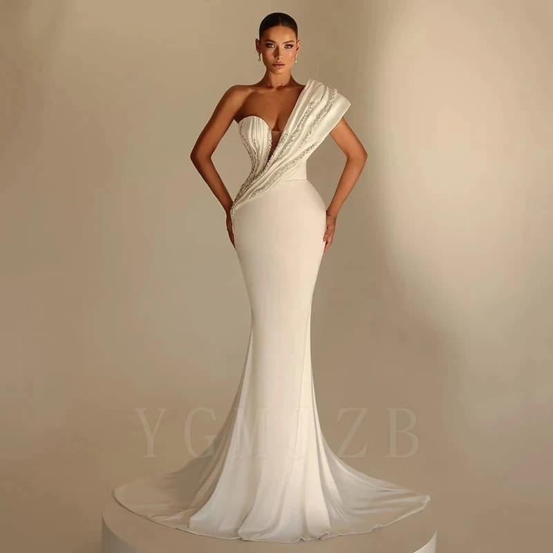 On Shoulder Wedding Dresses 2025 Mermaid Style for Brides Beaded Formal Party Gowns Bridal Gown Vestido De Noiva Customized