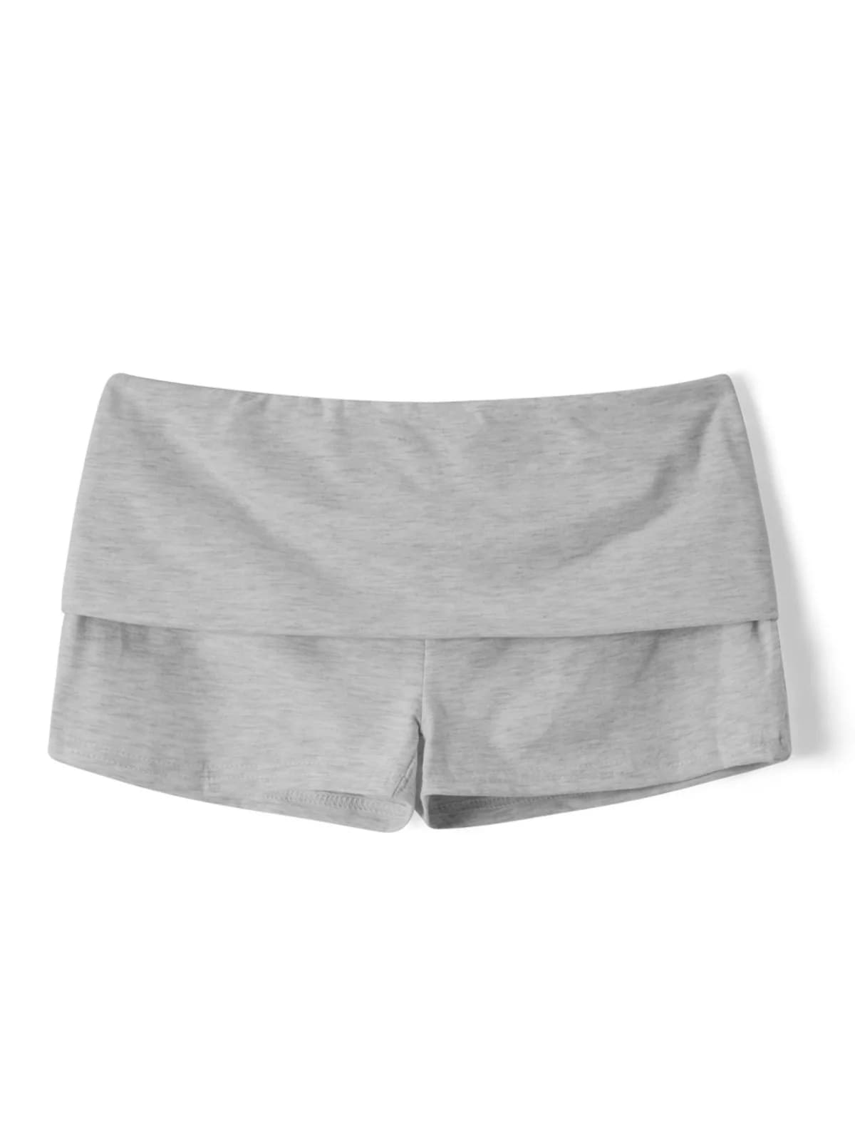Women's Summer Shorts Slim Sporty Fitness Short Pants Solid Color Fold Over Low Waist Lounge Shorts Casual