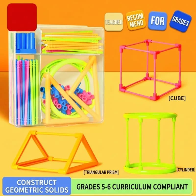 Geometry Building Set for 5th and 6th Grade Second Semester 3D Shape Recognition Combination Math Teaching Aids Learning Tool