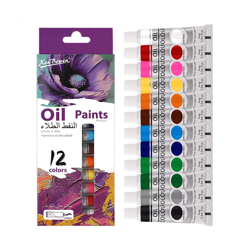 12 Color Oil Paints Set 9ml Tubes Art Supplies Students Beginners Waterproof Paints for Canvas Graffiti Fine Art Craft Projects