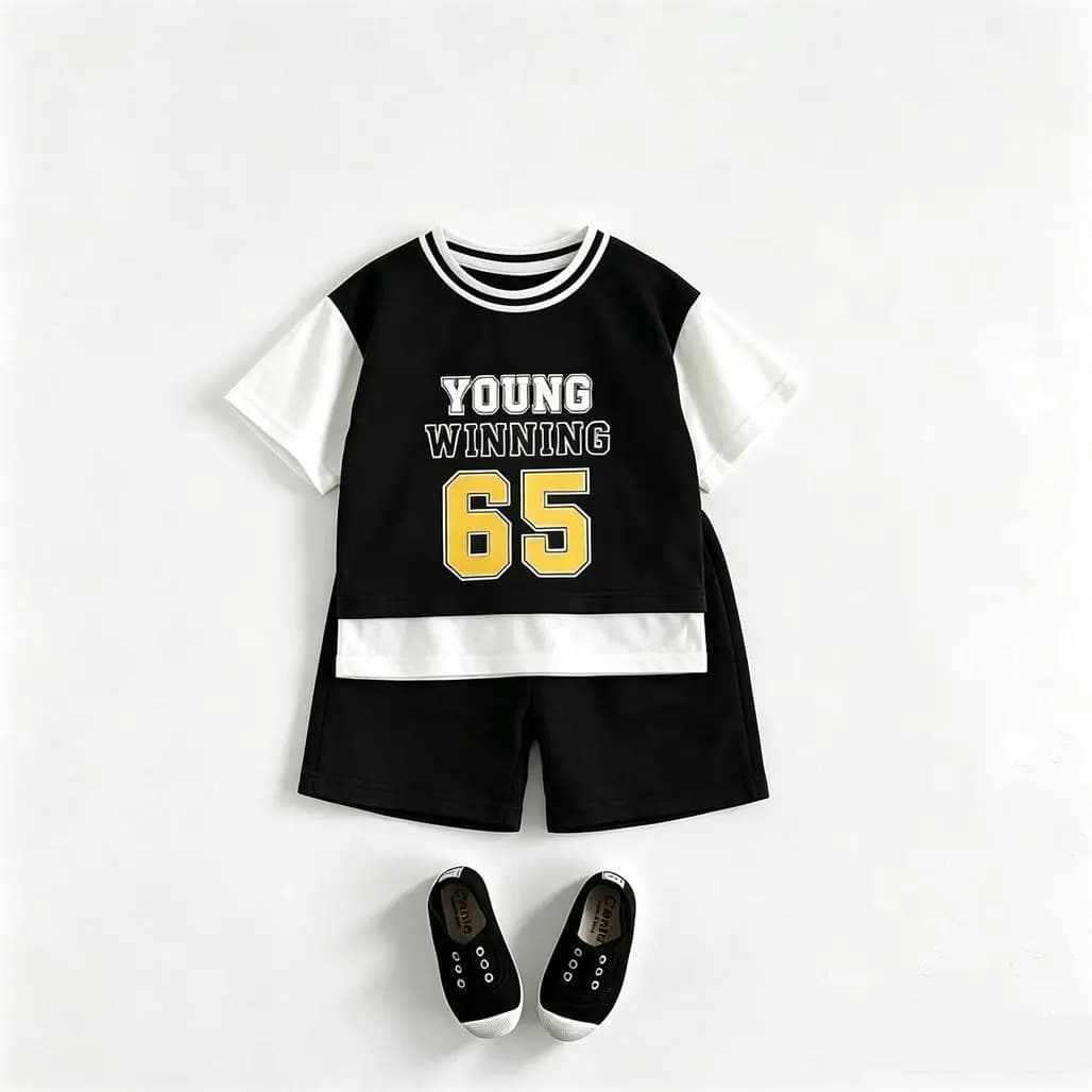 Boys Casual Sports Clothes Short-sleeved Outfits Round Neck TShirt+Shorts 2pcs Summer Clothing Thin Tees Shorts Trendy Wear