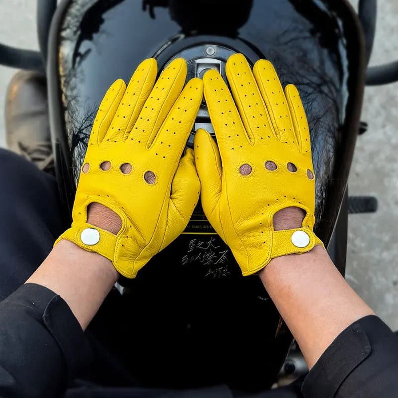 Genuine Leather Gloves for Men, Spring and Autumn, Goatskin, Casual, Breathable, Genuine Leather Driving Gloves for Men