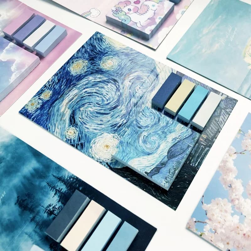 325Pcs Oil Paintings Landscape Note Labels Word Notebooks Student Office Supplies Memos Tearable note
