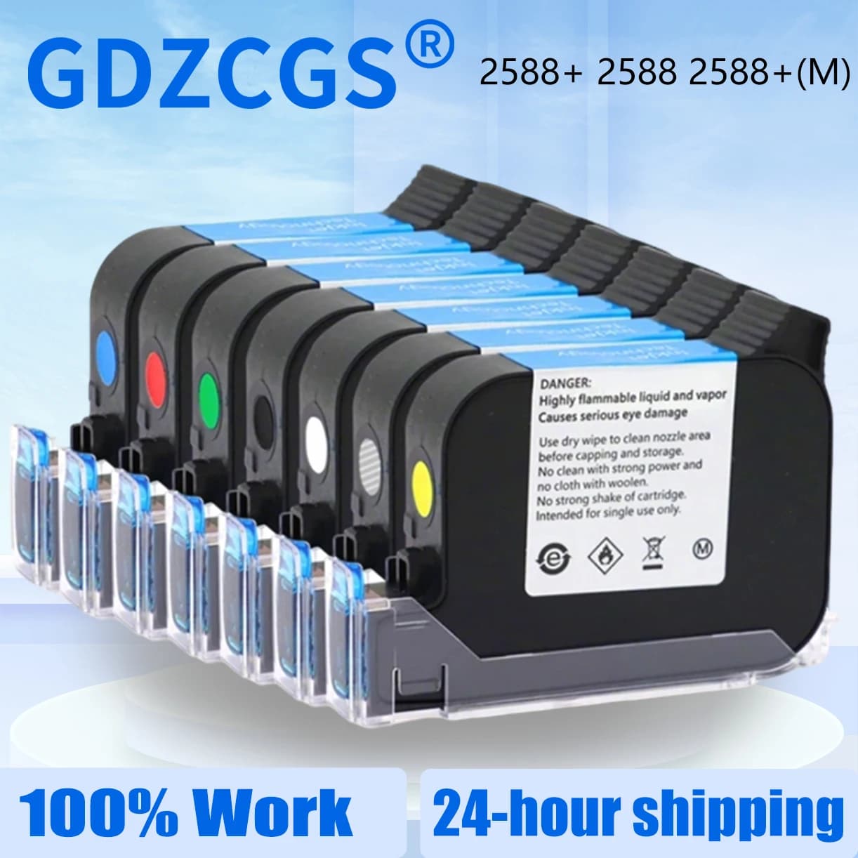 2588+ 2588 2588+M 42ML Ink Cartridge Quick-drying 12.7mm Print Height Universal for Handheld Inkjet Printer Black