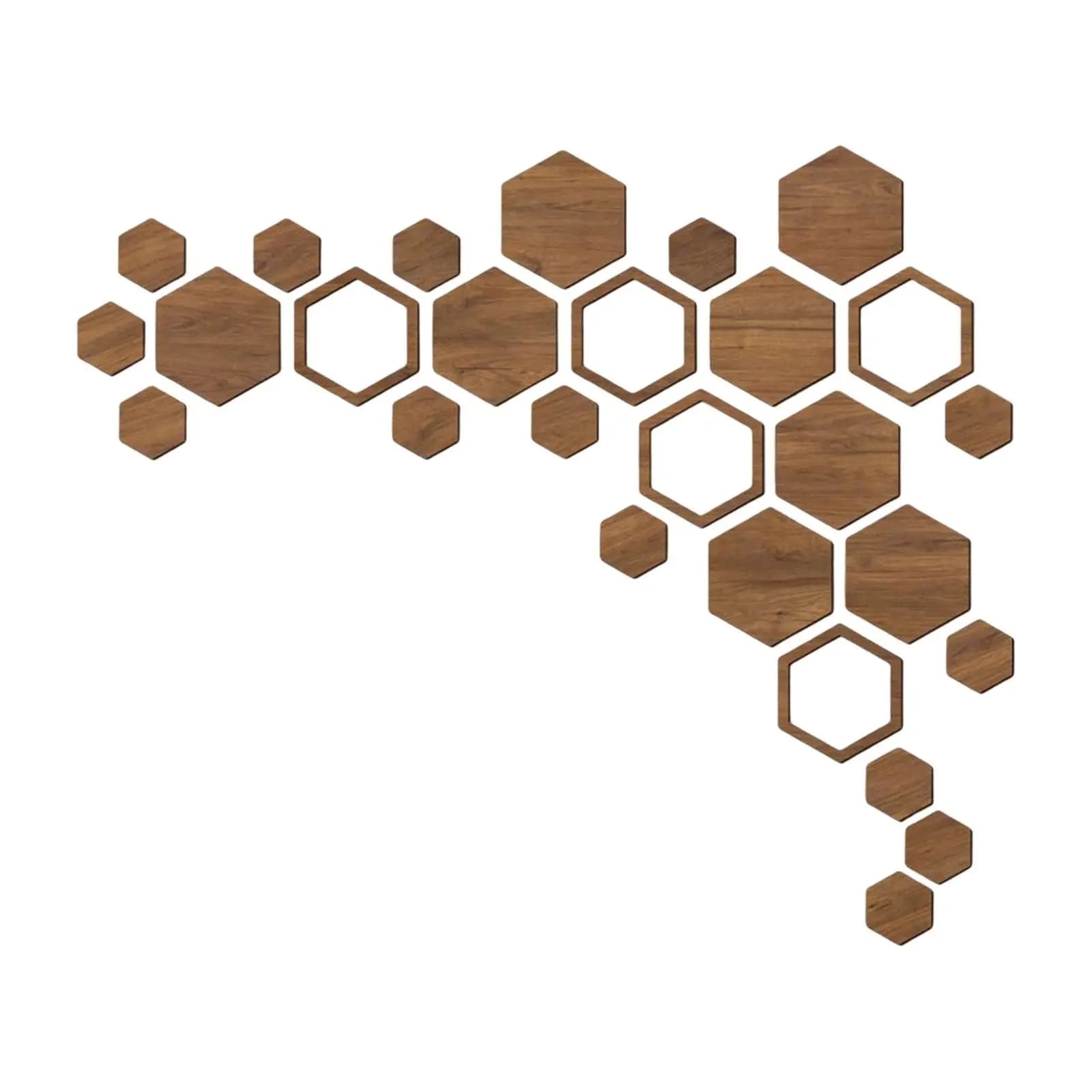 Hexagonal Shaped Wooden Wall Stickers Home Decoration 3D DIY Decals Murals Wallpaper for Bedroom, Living Room, Office, Door
