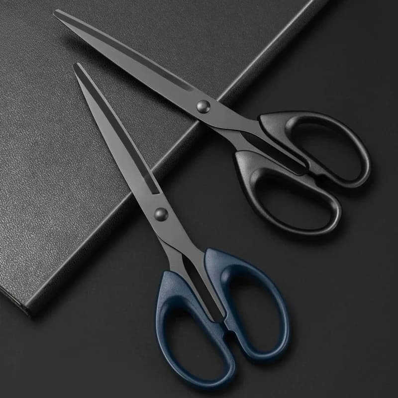 Professional Office Scissors 180mm Heavy Duty Scissors with Black Blade Sharp Stainless Steel Cutting Tool for Paper Craft