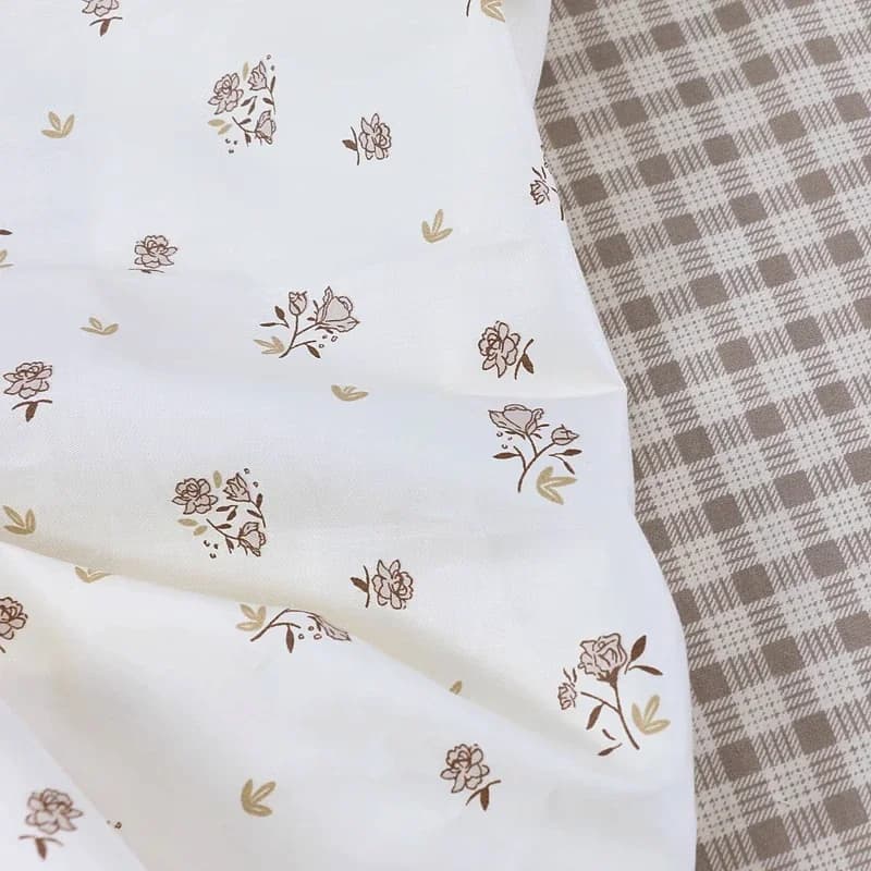 Twill Fabric Home Textiles Flower Check Print 235 Cm Width 50 Cm Length for DIY Crafts Quilting Upholstery