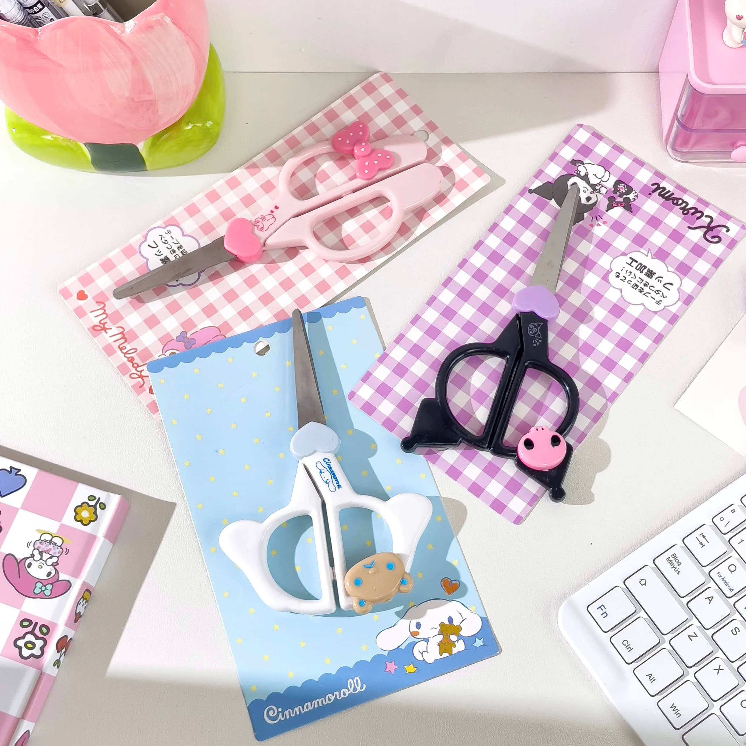 New Kawaii Sanrio Kuromi Cinnamoroll Hand Made Scissors Cute Melody Art Scissors Kid Stationery School Office Supplies Gifts