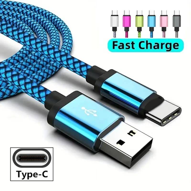 USB Type C Cable Date Sync 2.4A Fast Charging For Samsung Huawei Android Mobile Phone 1m 2m 3m Nylon Braided Wire Charger Cable