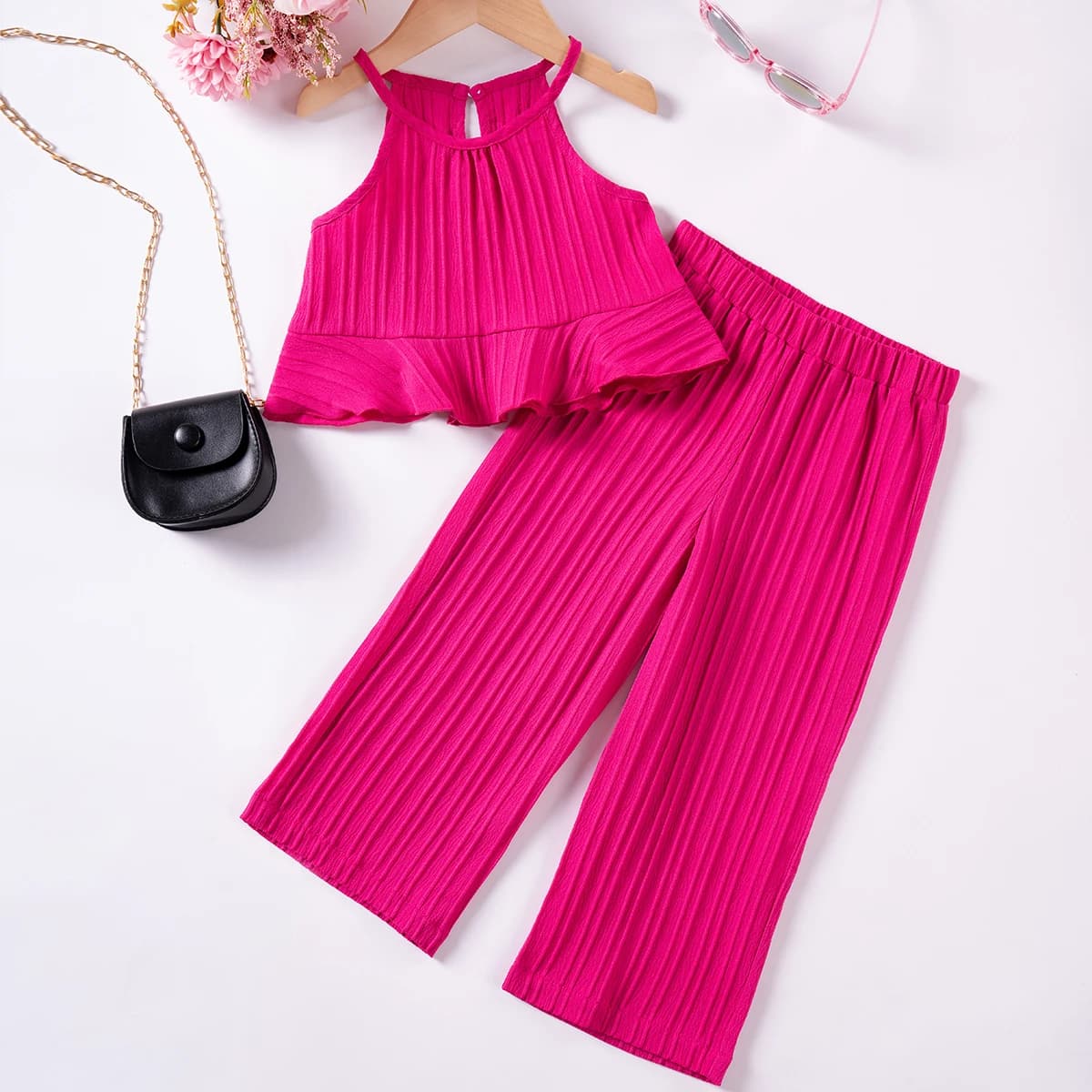 Kids Set Girls Summer Clothing Sets Camisole Tops and Loose Pants Baby Girl Clothes Leisure and Fashionable Birthday Gift
