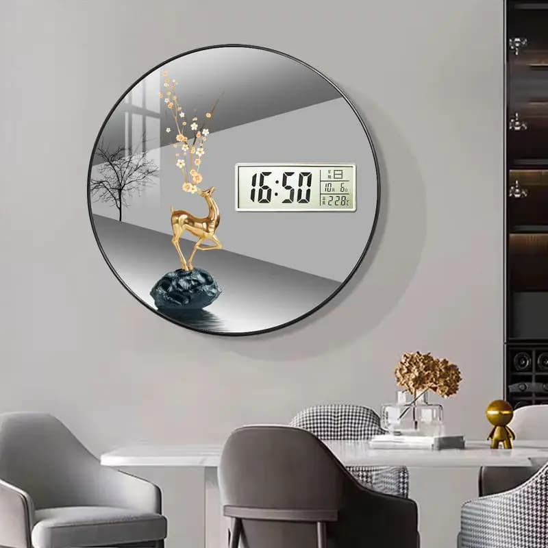 Modern wall clock for living room, home use, creative, silent, drill-free wall-mounted decorative painting electronic clock
