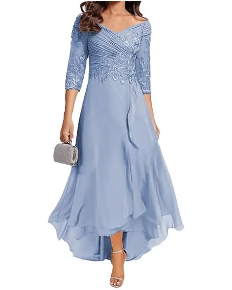 Mother of The Bride Dresses for Wedding Long Chiffon V-Neck Formal Evening Party Dresses Lace Up Back