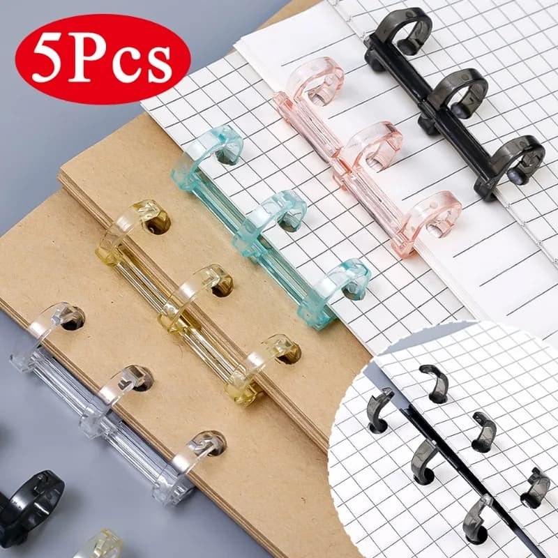 Loose Leaf Binders 5 Colors 3-hole Book Rings Translucent Binding Spines Combs Snap Split for DIY Diary Scrapbook School Supply