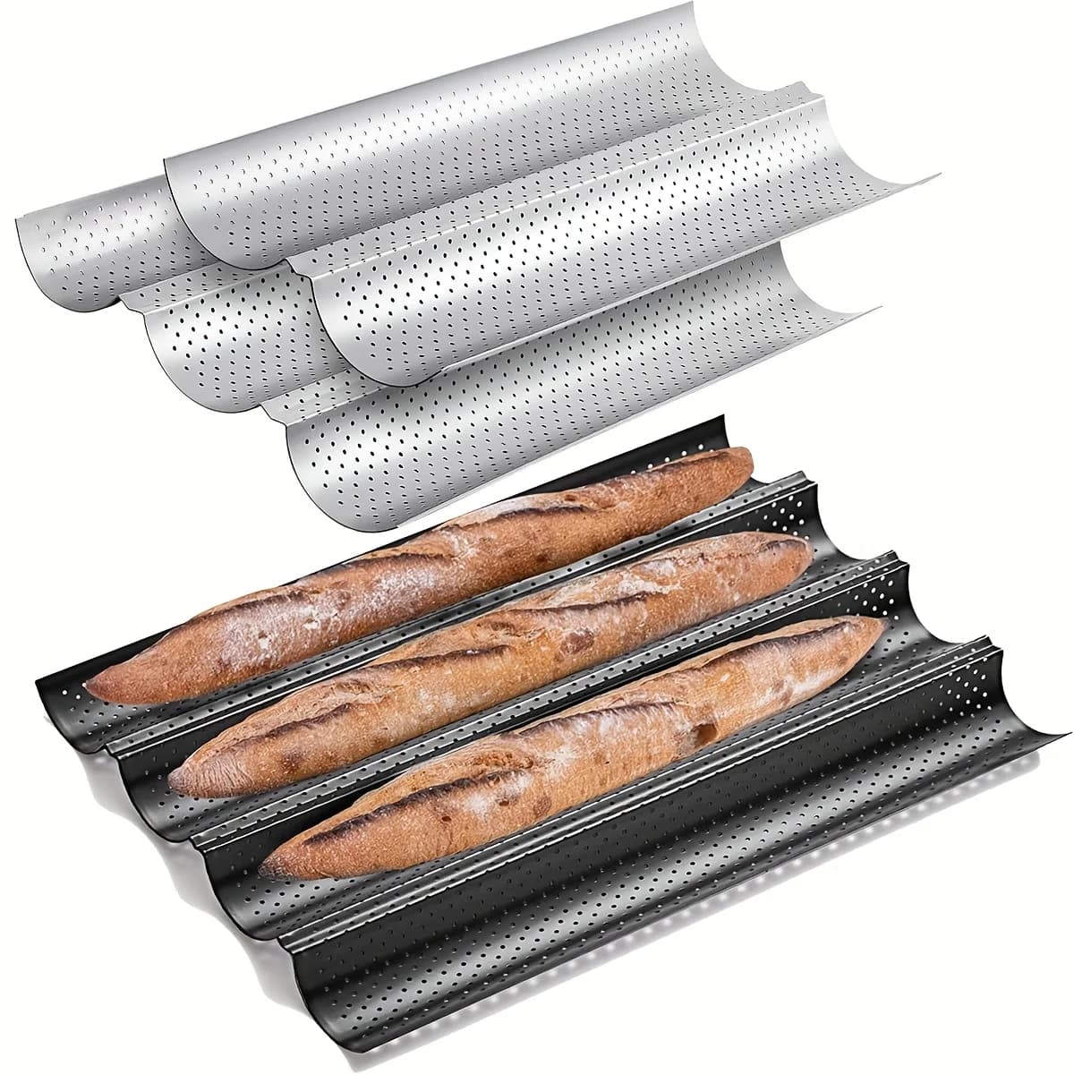 Baguette Pan French Bread Baking Mould Bakeware Groove Waves Mold Cake Oven Pastry Tray Dishes Cooking Accessories Toaster Tool