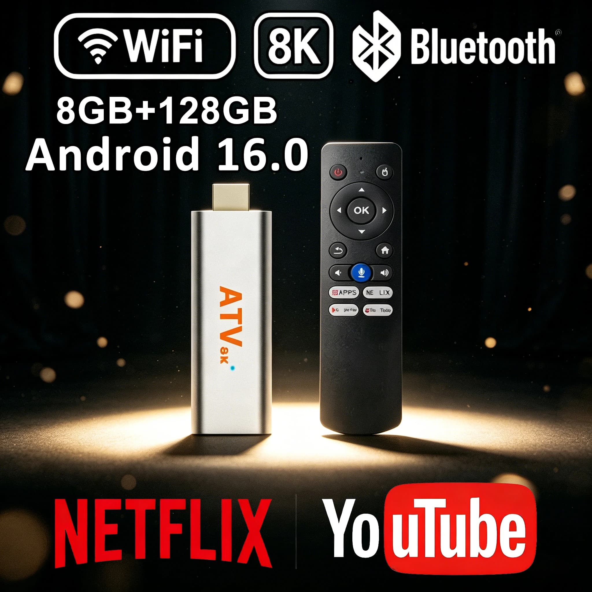 TV Stick Q15 Android16 AllwinnerH313 Support Wifi Bluetooth Voice 4K 8K Video 32GB 64GB 128GB 256GB Streaming Smart Media Player