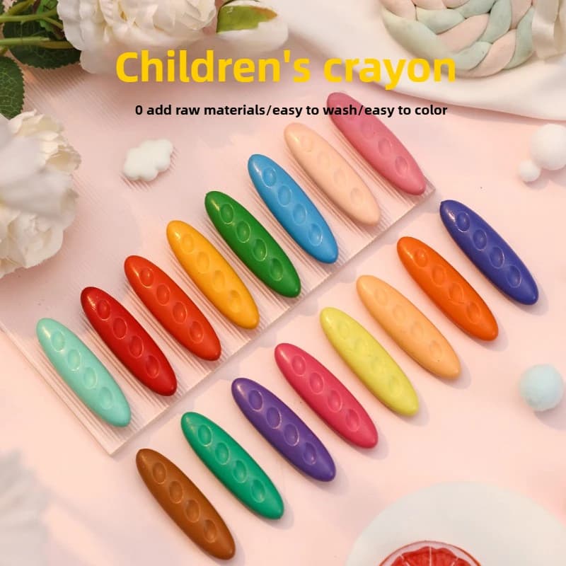 12/24/36 Colors Washable Not Dirty Hands Toddler Crayons Hole Crayons for Kids Non-Toxic Baby Crayons Coloring Art Supplies