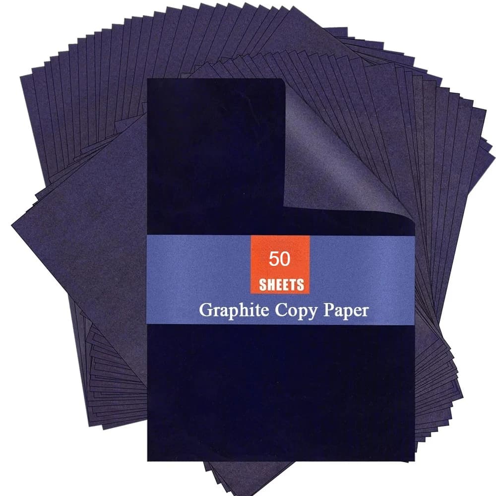 50pcs A4 Graphite Transfer Paper Tracing Painting Sheets Copy Graphite Paper for Drawing Patterns Sketch Canvas Fabric