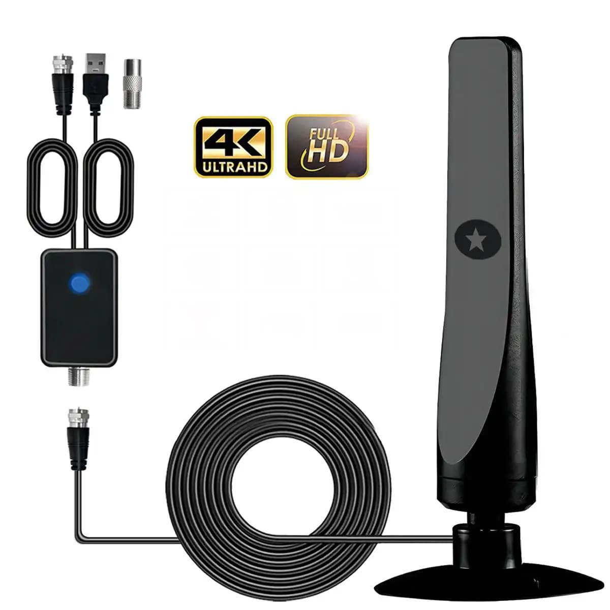 4K New Digital Tv Antenna Receiver Indoor and Outdoor High-Definition Digital Terrestrial Wave Hdtv Tv Antenna Supports Multiple National Tv Standards