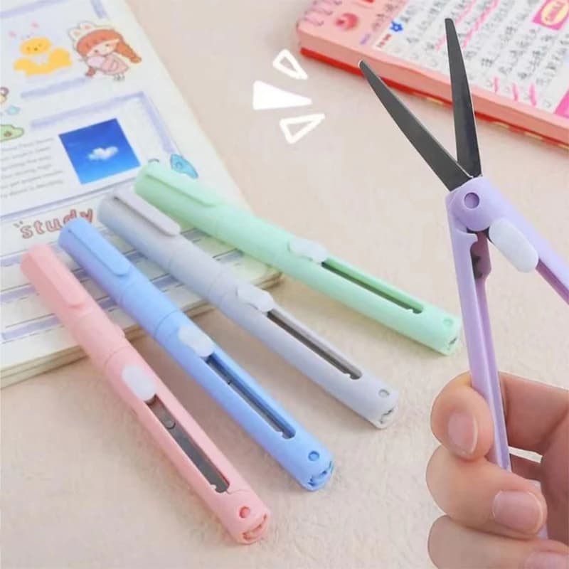 Multifunction Hand Account Cutting Folding Scissors Mini Engraving Knife Scissors Paper Trimming Utility Knife for Office School