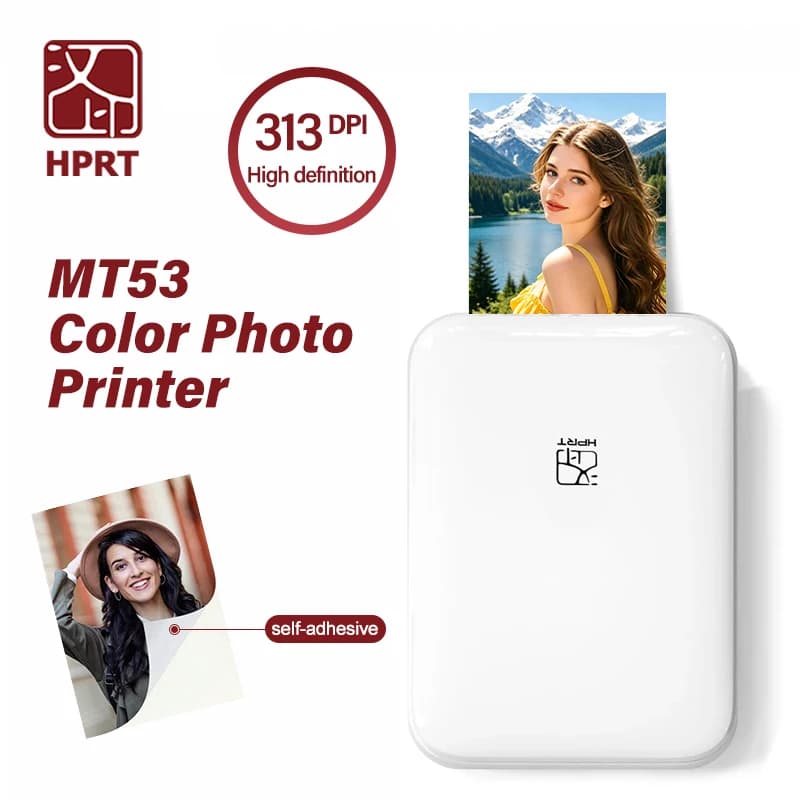 Original HPRT MT53 Color Photo Printer 2x3“ HD Portable Mini Photo Thermal Printer Inkless Self-adhesive Photos Printing Machine