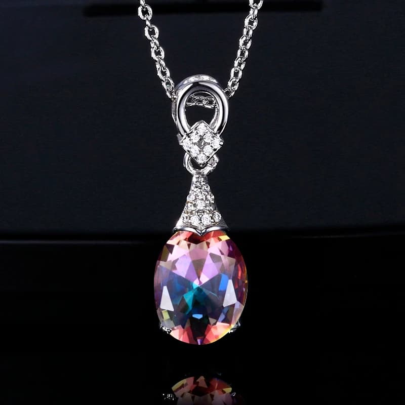 Colorful Jewelry Necklaces New Fashion Gemstone Pendant Necklace For Women Wholesale Wedding Anniversay Party Gifts