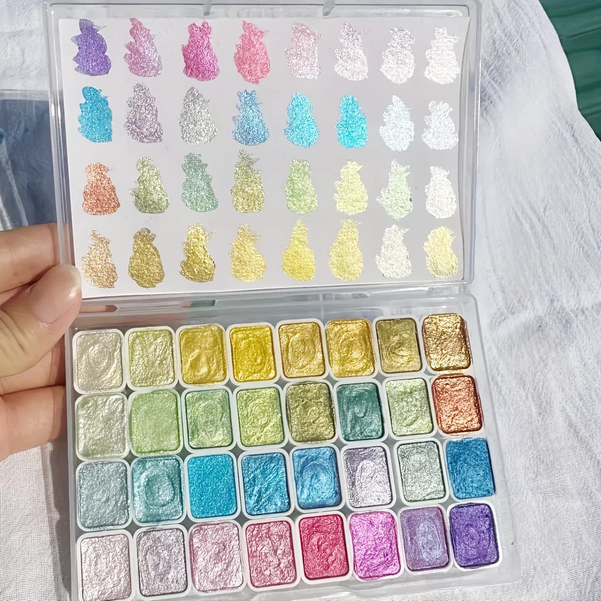 32Color Metallic Paint Palette for Artists|Soft Pearl Tones to Bold Shine Elevate Creations with New Layers of Bright Luminosity