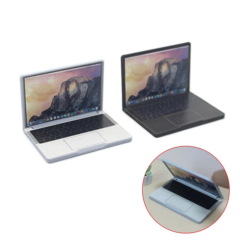 Kids 1:12 Simulation Mini Laptop Computer Dollhouse Miniature Alloy Crafts Dollhouse Decoration For Doll House DIY Accessories