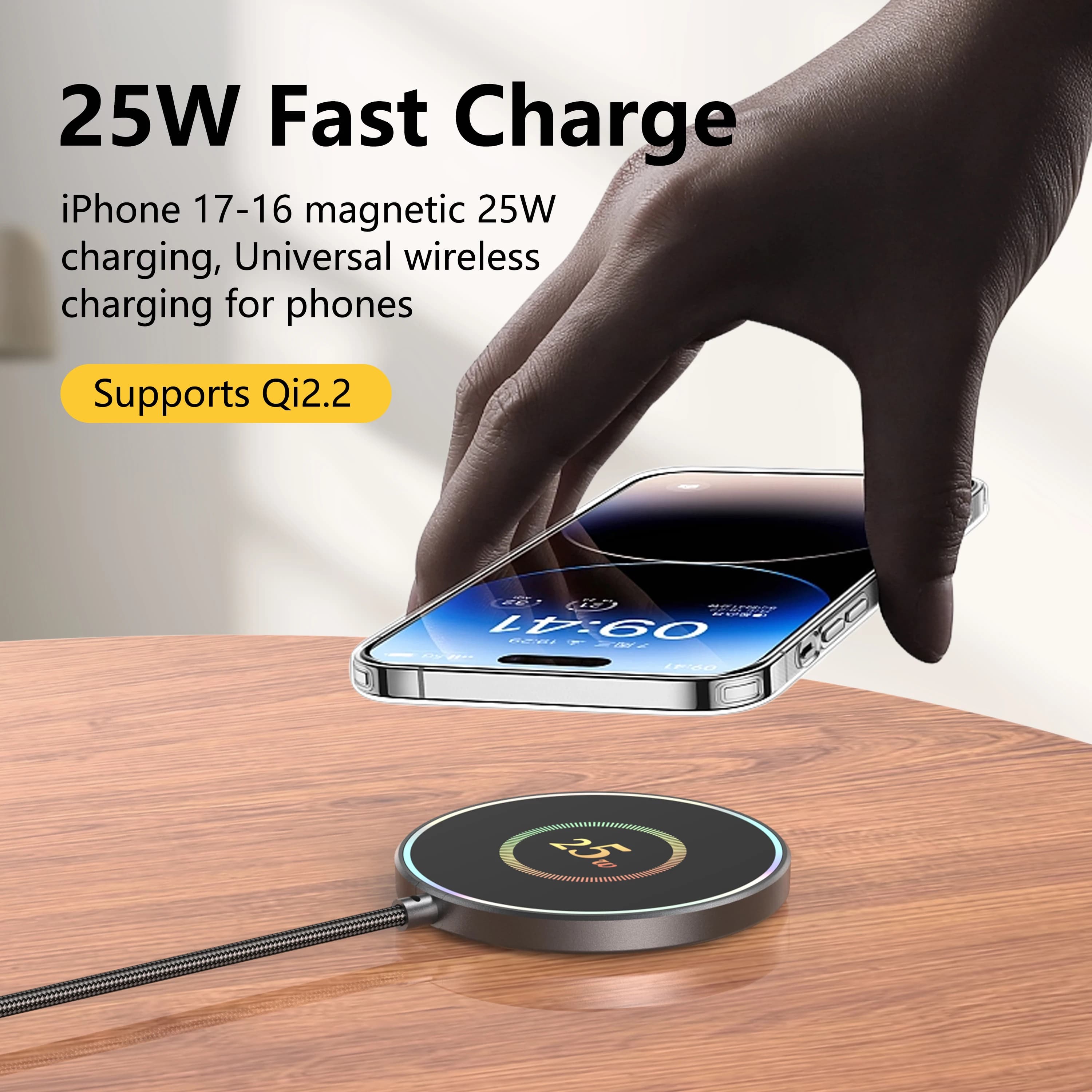 25W Wireless Charger Portable Mobile Phones Chargers Stand For iPhone 17 16 15 14 Pro Max HUAWEI Samsung Fast Charging Charger