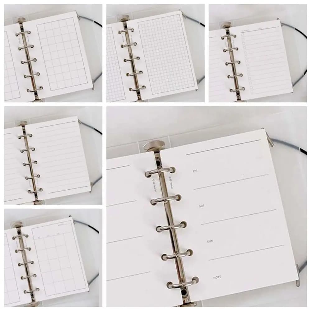 50Sheets M5 A8 Loose-Leaf Notebook Refill Paper 5-hole Line Grid Inner Refill Binder Paper Pages Daily Monthly Weekly Agenda