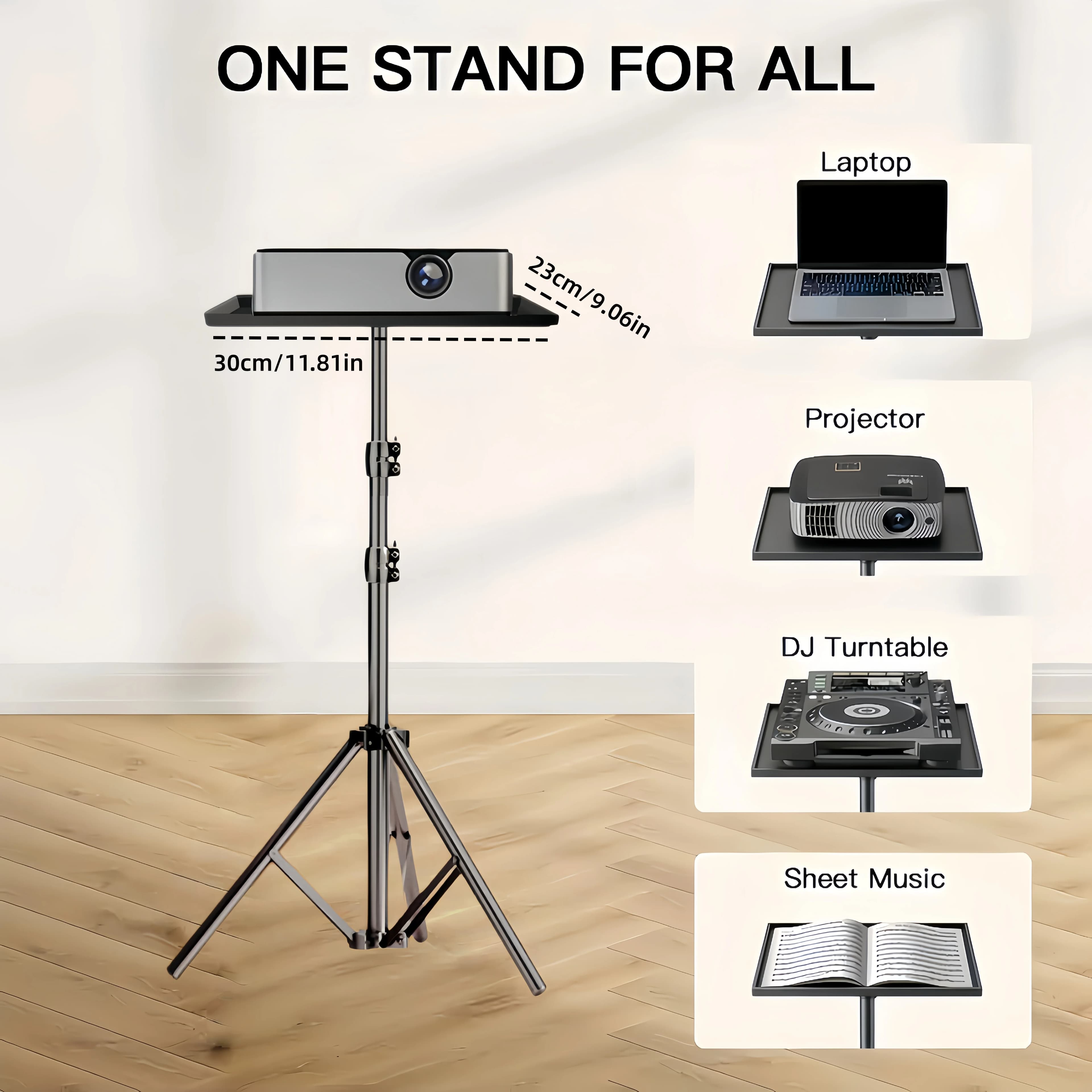 Projector stand, 30*23cm tray support, four heights available, suitable for different sizes of projectors, height adjustable