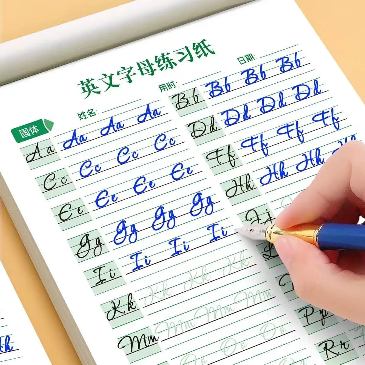 18-Page Cursive English Calligraphy Learning Book Letter Handwriting Practice CopyBook for Adult