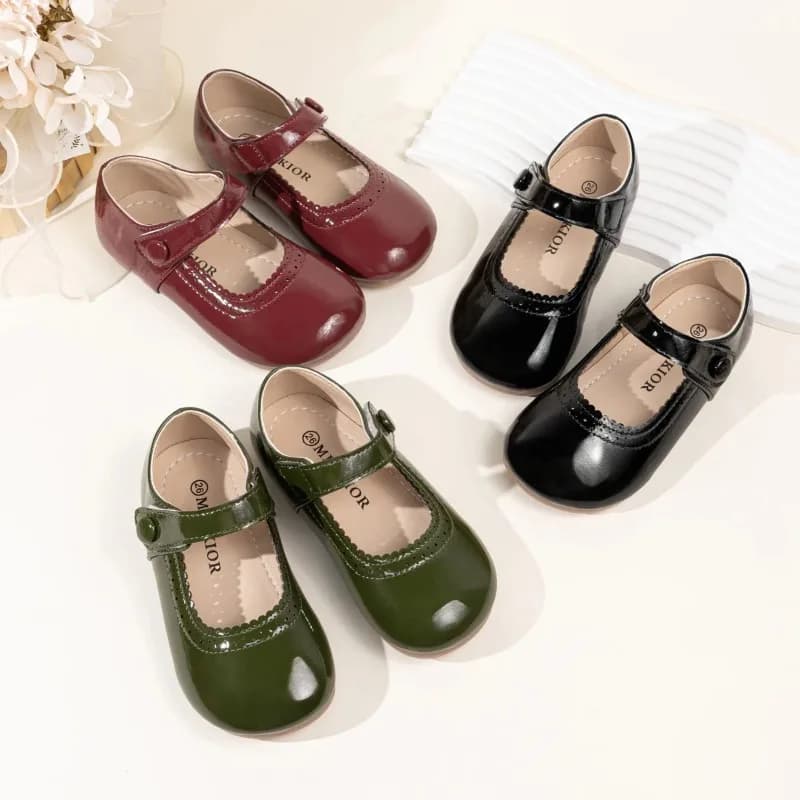 Girls' Leather Shoes 2026 Spring/Autumn New Simple Solid Color Kid's Princess Single Shoes Lightweight Children's Shoes 21-30
