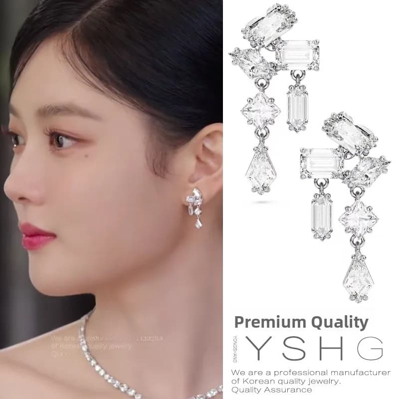Elegant Drop Earrings Fine Craftsmanship Gold Plating Artificial Gemstone Women's Fashion Jewelry Korean Style Ear Jewelry