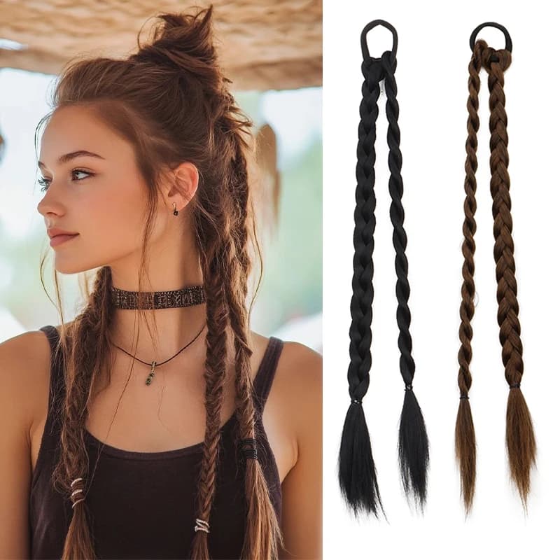 Synthetic Long Straight Sweet Cool Hair Wig Braids Hair Twist Braids Women Hairwear Accessories