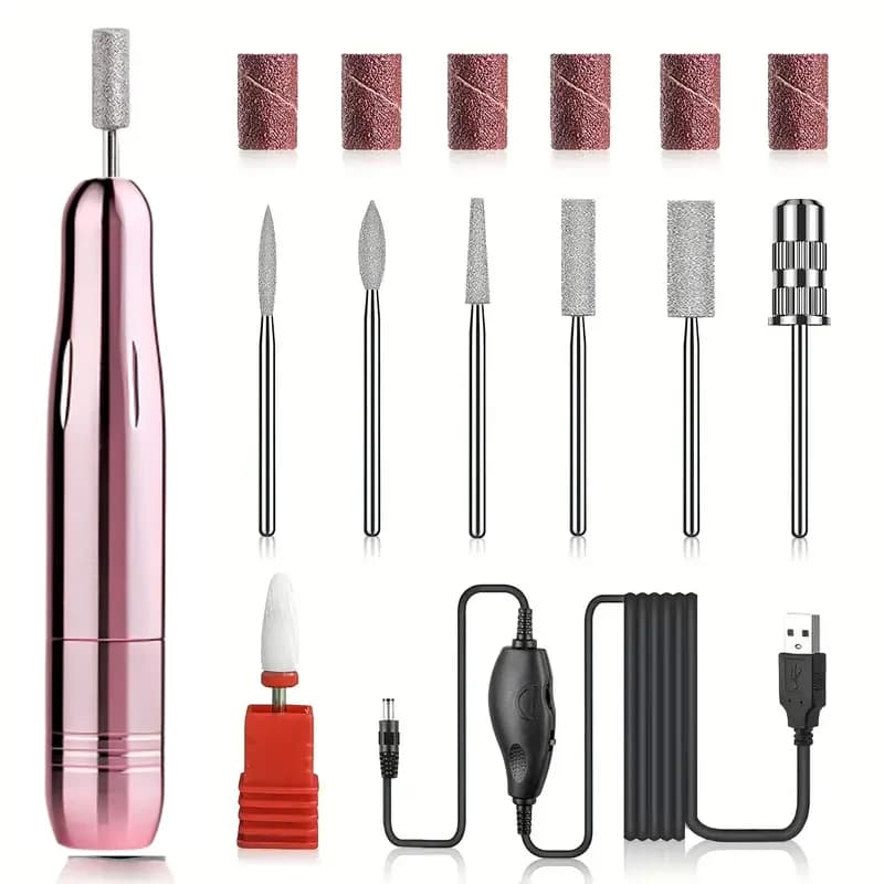 Nail Drill - Professional Electric Nail Drill File Machine Portable Electric Nail Filer with Nail Drill Bits Sanding Bands