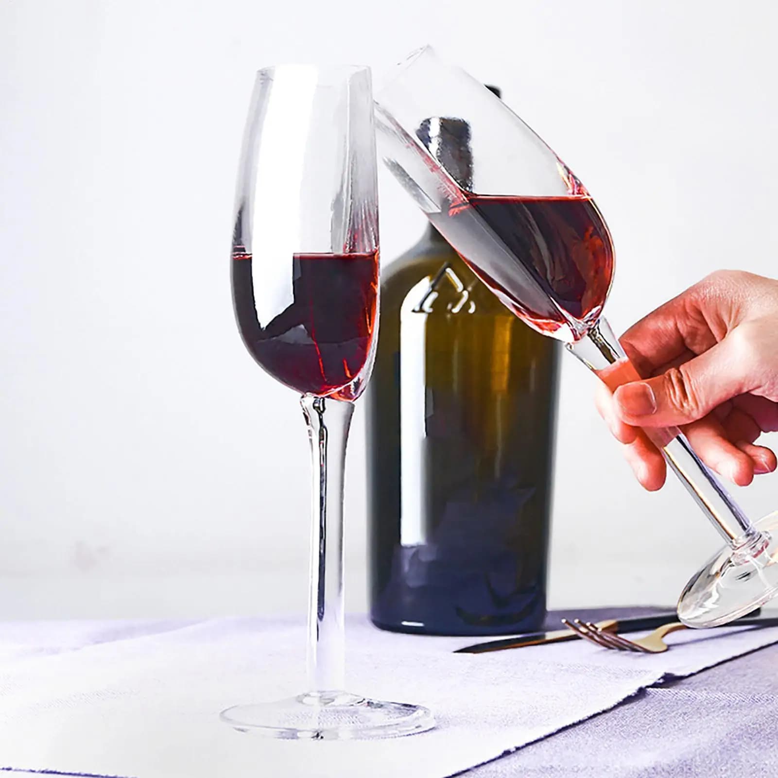 Red Wine Glass Half Red Wine Cup Glass 140ml Flexible Reusable Long Stemmed Glassware Creative Design for Friends Enthusiasts