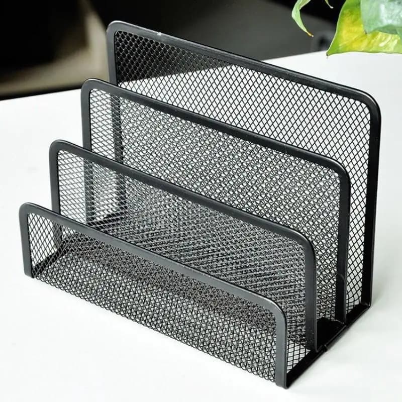 Desk Mail Organizer, 2 Pack Office Small Letter Sorter Desktop File Organizer Metal Mesh With 3 Vertical Upright Compartments