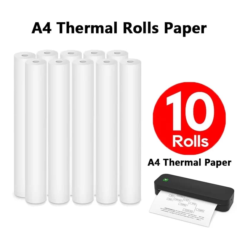 A4 Thermal Paper Rolls 1/2/4/10Rolls High Quick-Dry For Printing Documents/Examination Papers/Office/Home A40/M08F/X8 Printers