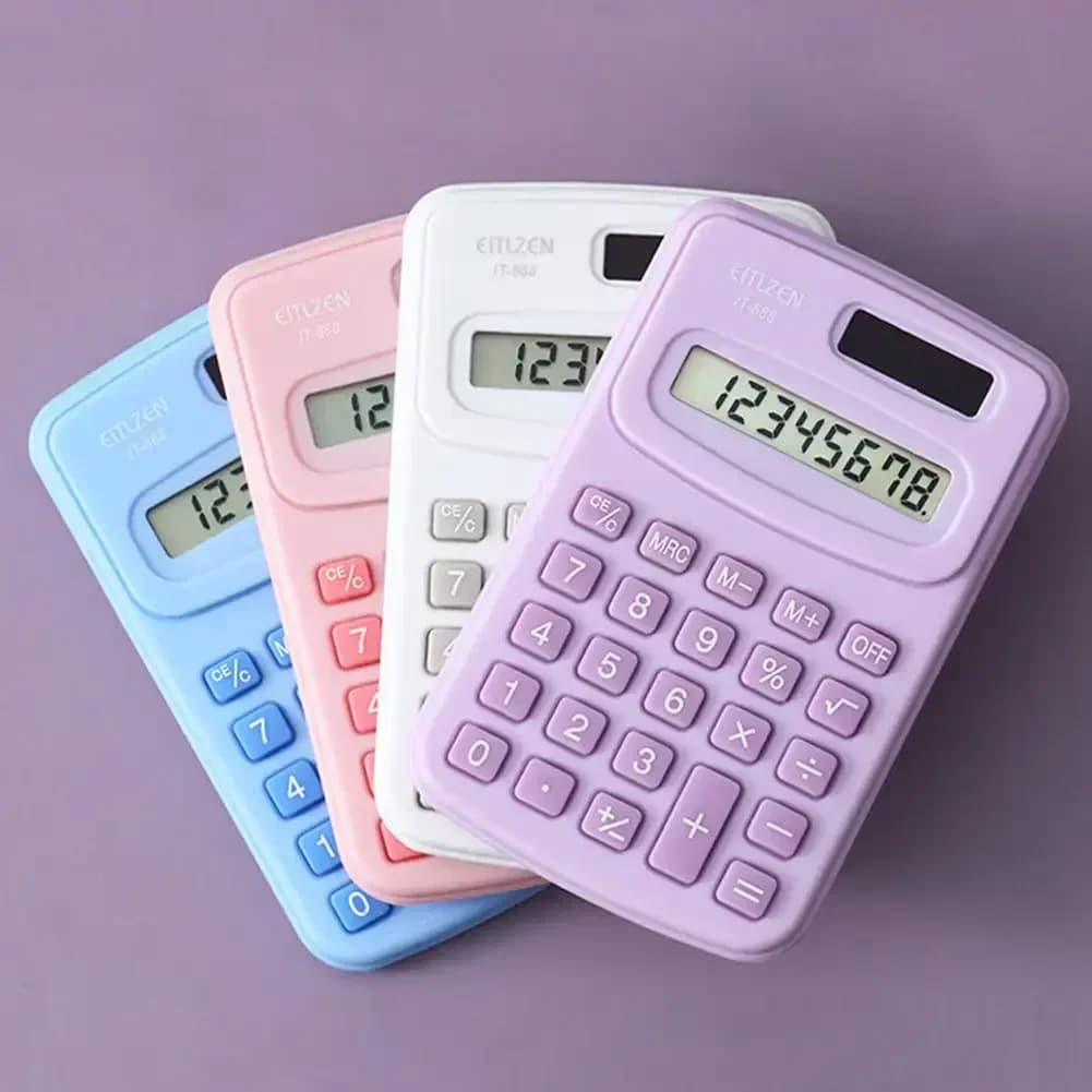 Small Solar Calculator Portable Calculator Cute 8 Digits LCD Electronic Home Office Calculator for Kid Primary School Calculator