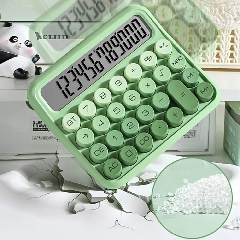 12-Digit Calculator Professional Simple Solid Color Calculator with Silent Mechanical Switch Big Buttons for Office School
