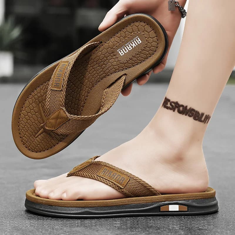 In the summer of 2026, the new flip-flops for men are designed to wear on the outside. They are anti-slip, pinch-toe, soft-soled